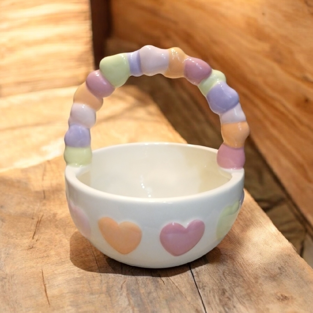 🛑Pastel Heart Ceramic Basket | Center Piece